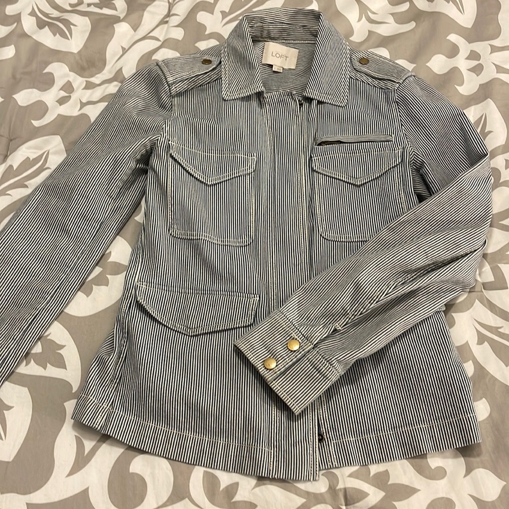 Loft jean striped jacket like new size small